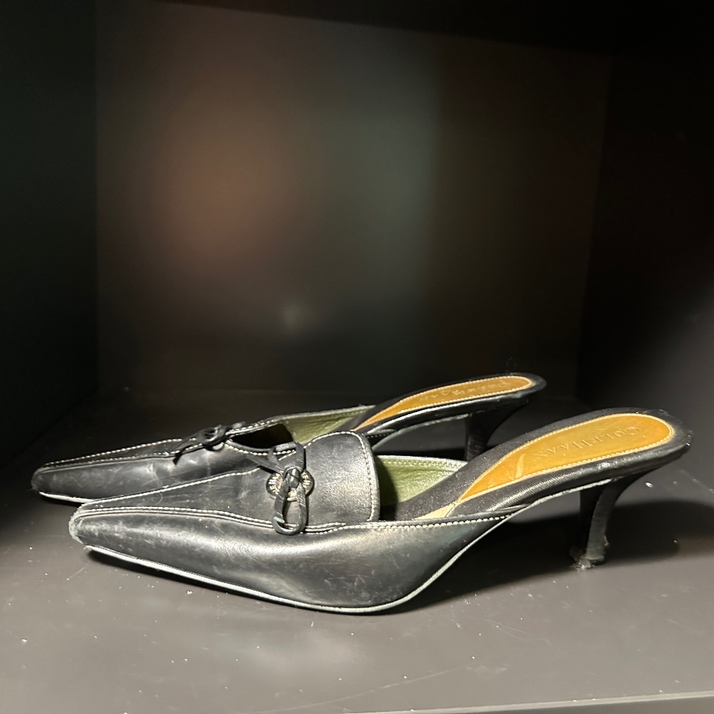 Cole Haan Leather Pointed Toe Mules with Bow and Logo